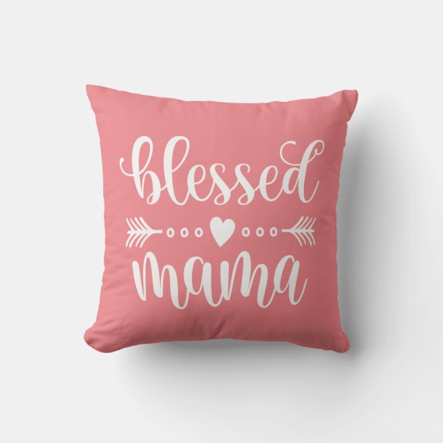 Coussin Citation de la Fête des mères de Maman bénie| Lanc (Recto)