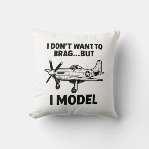 Coussin Citation de modèle drôle avec avion P‑51 Mustang