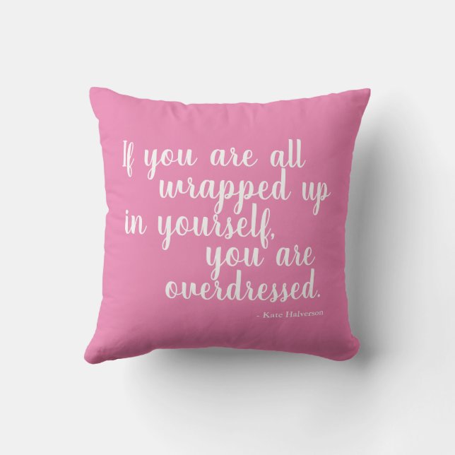 Coussin Citation de narcissisme rose et blanc (Verso)