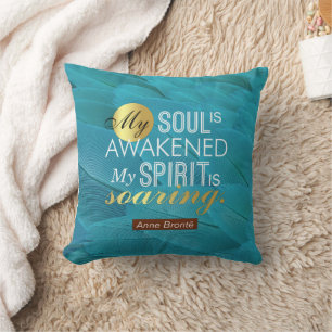 Coussin Citation de poème Anne Bronte - Mon âme est éveill