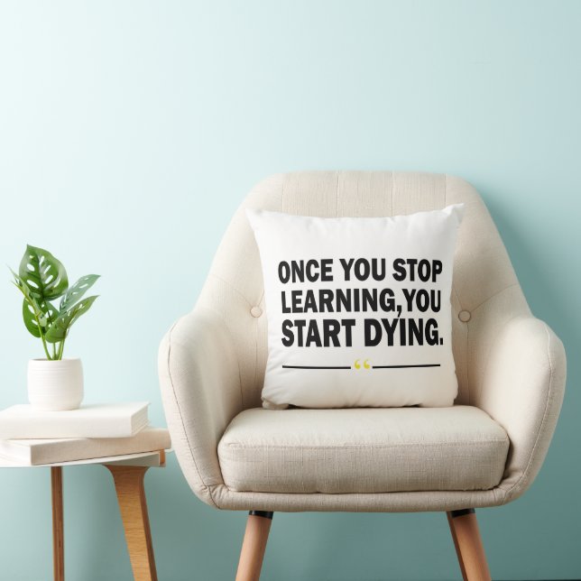 Coussin Citation de professeur d'apprentissage motivant (Chaise)