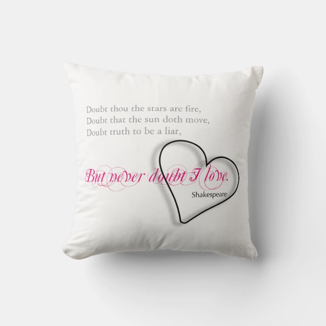 Coussin Citation de Shakespeare sur Love Valentine SqP2 (Recto)