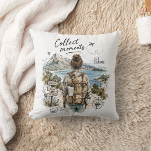 Coussin Citation de voyage : Collectionnez les moments et
