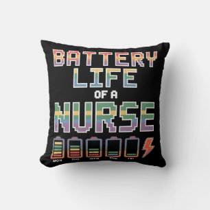 Coussin Citation drôle sur la vie de batterie d'infirmière