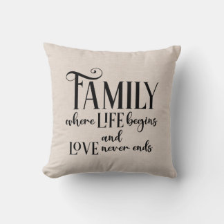 Coussin Citation famille Faux lin