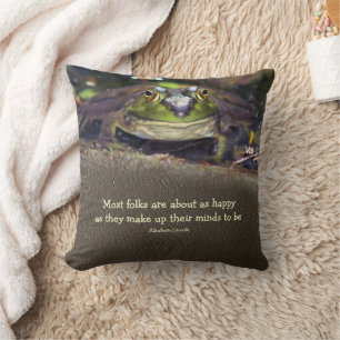 Coussin Citation Inspirante de Bonheur de Grenouille Taure