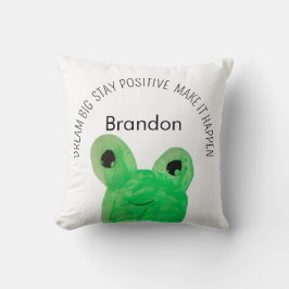 Coussin Citation inspirante de grenouille personnalisée mi