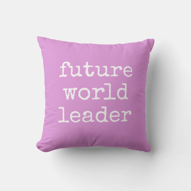 Coussin Citation inspirante du futur leader mondial rose (Recto)