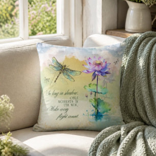 Coussin Citation Inspirante Libellule & Conception Aquarel