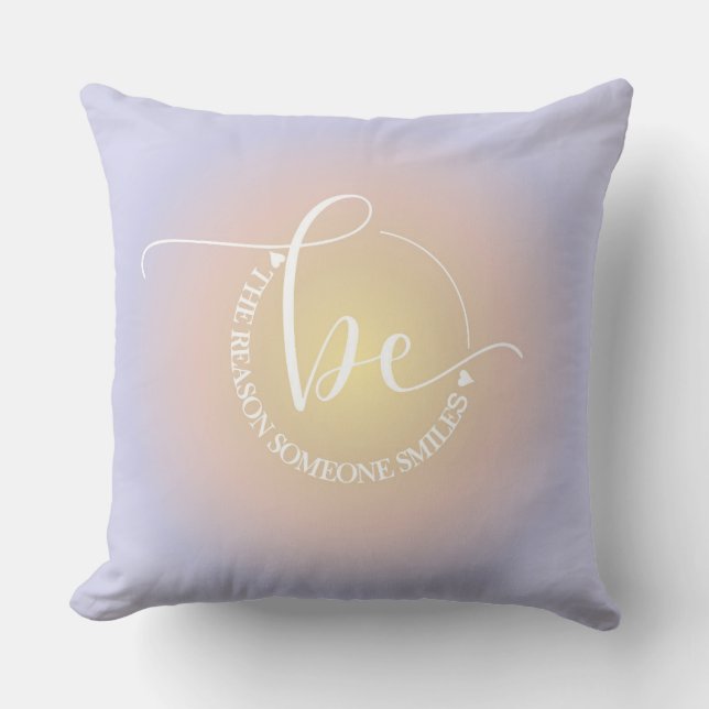 Coussin Citation Inspirationnelle Bleu Soyez le sourire de (Recto)