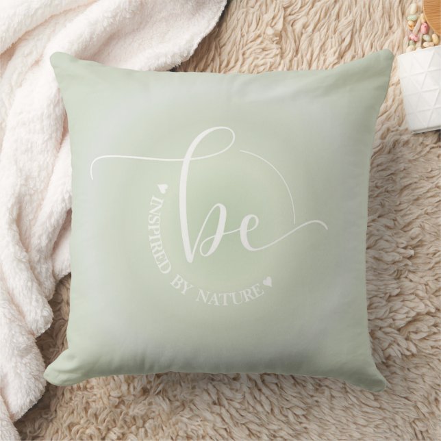 Coussin Citation Inspirationnelle Vert Inspirer Par La Nat (Couverture)