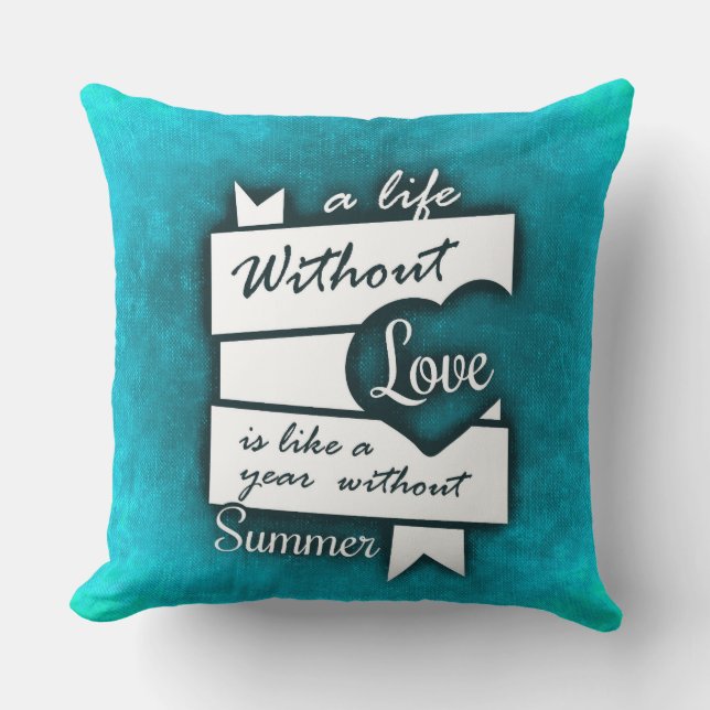Coussin Citation inspirée sur l'amour sur le turquoise (Recto)