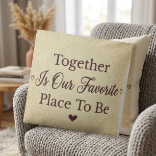 Coussin Citation Pailleté Or Beige Élégant