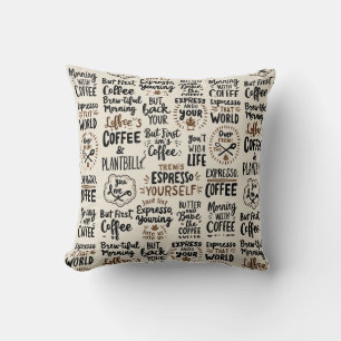 Coussin Citations de café manuscrites