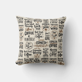 Coussin Citations de café manuscrites