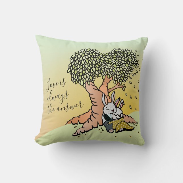 Coussin Citations de lapins mignons sur l'amour (Recto)