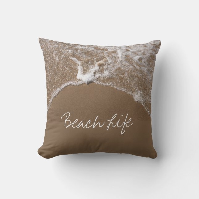 Coussin Citations de vie de plage Vagues Eau océanique sab (Recto)