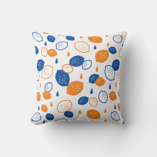 Coussin Citron bleu et orange Motif Jouer sur le thème des