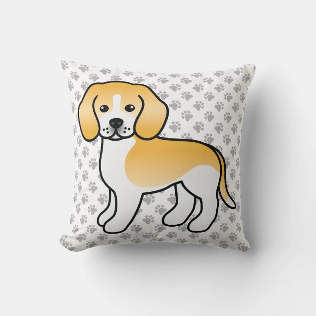 Coussin Citron Et Beagle Blanc Cute Cartoon Chien & Pâtes (Recto)