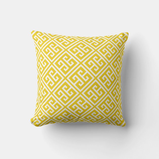Coussin Citron jaune Motif grec (Recto)