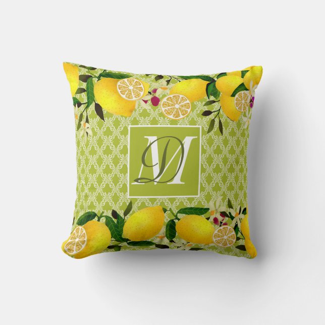 Coussin Citron jours Motif vert (Recto)