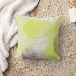Coussin Citron Kiwi Vert Abstrait Milieu du Siècle