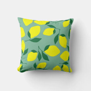Coussin Citron simple, Arrière - plan vert.