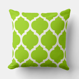 Coussin Citron Vert treillis marocain Quatrefoil