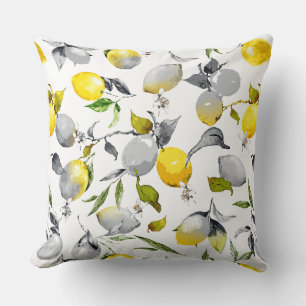Coussin citrons aquarelle 14