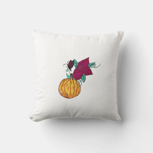 Coussin Citrouille avec papillon pourpre