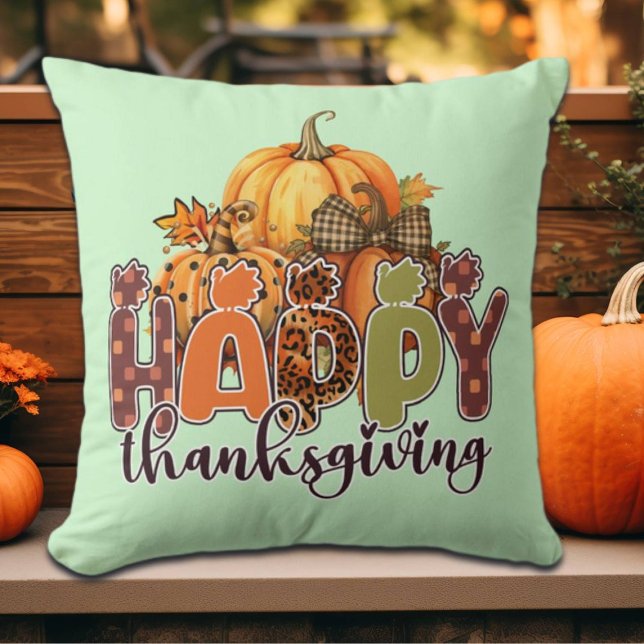 Coussin Citrouille bon thanksgiving (Créateur téléchargé)
