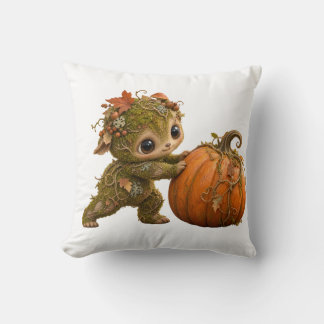 Coussin Citrouille de Lutin de Forêt Mignon