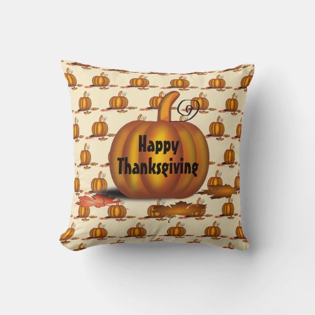 Coussin Citrouille de Thanksgiving à la crème moderne (Recto)