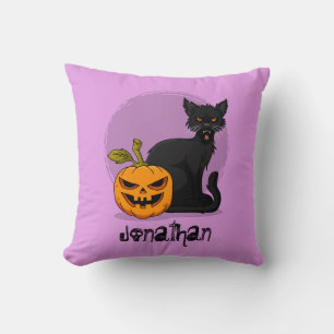 Coussin Citrouille d'Halloween effrayante Chat effrayant L