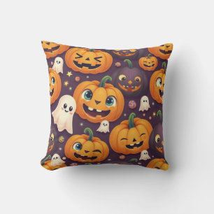 Coussin Citrouille d'Halloween et amis fantômes mignons