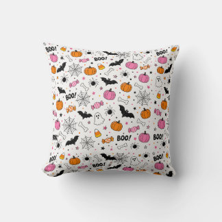 Coussin Citrouille d'Halloween Fantôme Mignon
