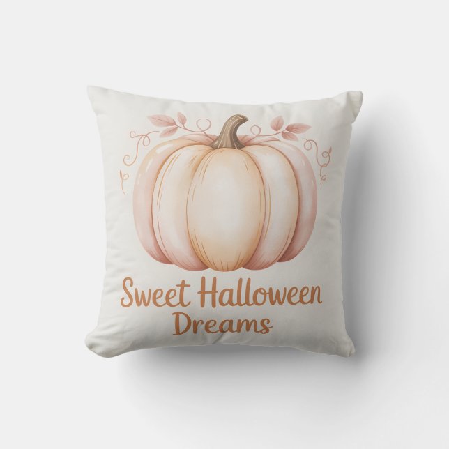 Coussin Citrouille d'Halloween Pastel Orange moderne (Recto)