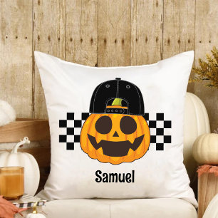 Coussin Citrouille éffrayant Dude Retro Boys Nom Automne H