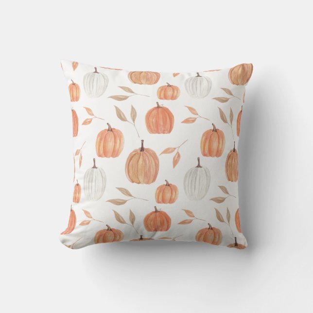 Coussin Citrouille et Feuille d'automne (Recto)