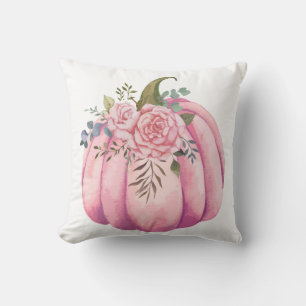 Coussin Citrouille et Rose rose vif Décor automne