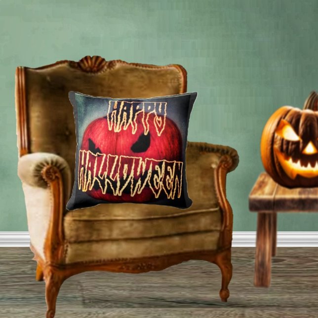 Coussin Citrouille Grin (Break out the spooky throw pillows, it's Halloween!)