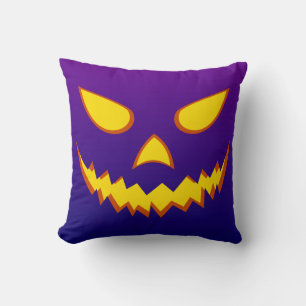 Coussin Citrouille Jack-o'-lantern de la face d'Halloween 