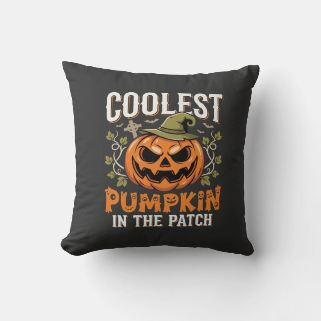 Coussin Citrouille la plus cool du patch Design Halloween (Recto)
