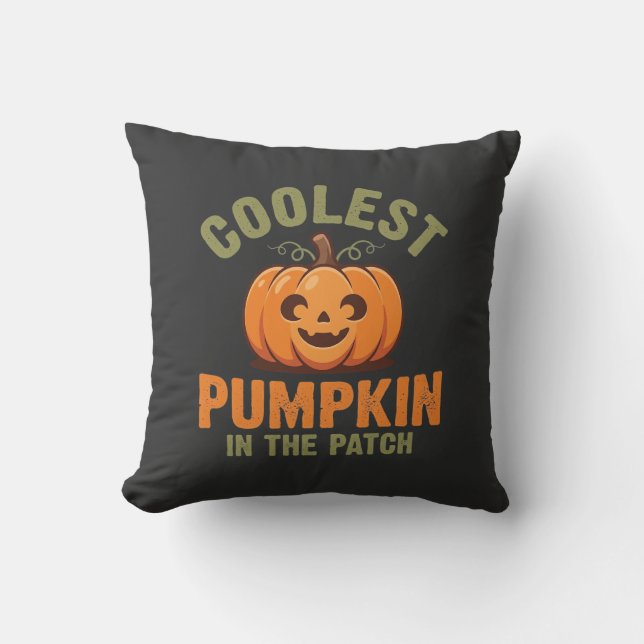 Coussin Citrouille la plus cool du patch Design Halloween (Recto)