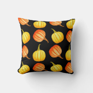 Coussin Citrouille orange ronde et jaune. Col aquatique sa