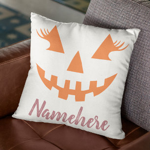 Coussin Citrouille personnalisée Jack O Lantern Halloween 