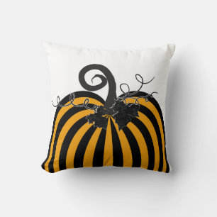 Coussin Citrouille rayée noir et orange Chic Automne