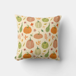 Coussin Citrouille vert et orange, motif sans soudure.