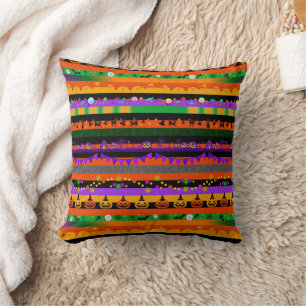 Coussin Citrouilles, Chauves-souris et Soirée d'Halloween