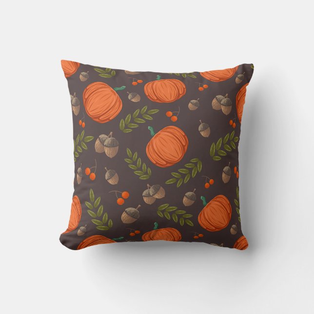 Coussin Citrouilles d'automne et Acorns (Recto)